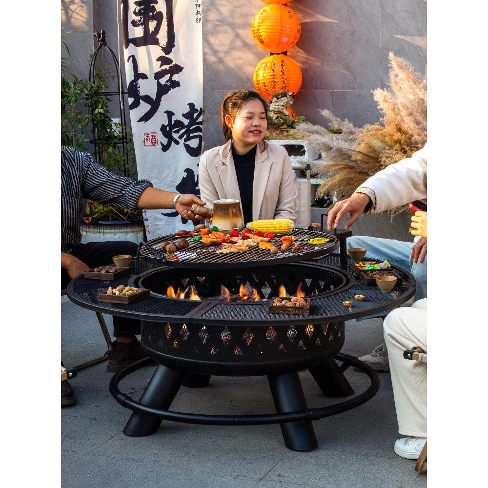 采购产品户外烧烤炉，庭院炉，茶几，农村木炭柴火采暖炉，多功能