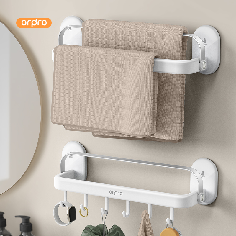 上翻式吸盘毛巾架卫生间免打孔
