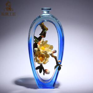 非遗琉璃艺术品花瓶摆件珐瑯彩高端水晶工艺礼品摆饰客厅玄关装饰