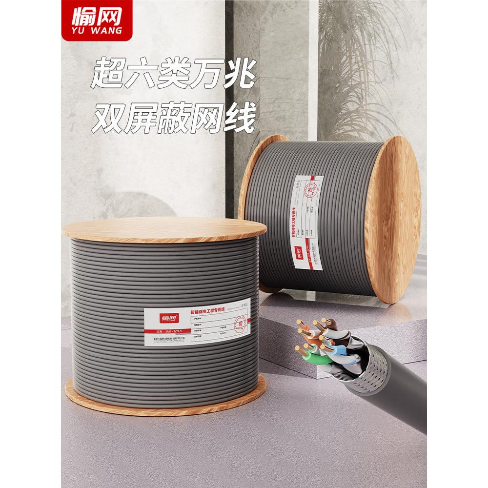 国家标准6E类10g网线高速双屏蔽Cat6A网线工程家用50/100/ 305m