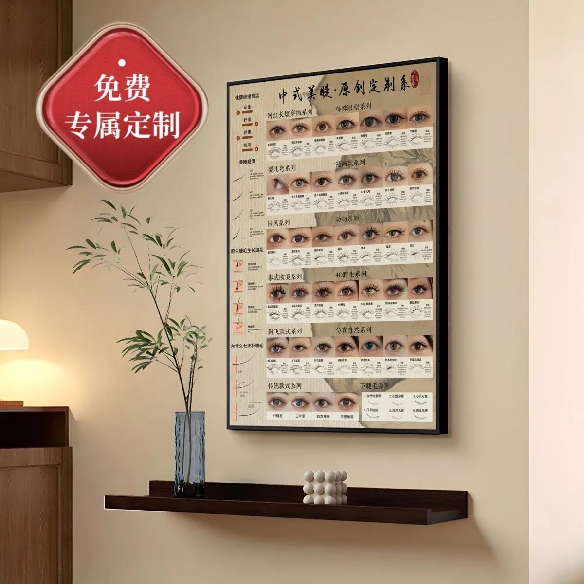 新中式美睫款式展示板嫁接睫毛打版成品图高端摆台挂墙超清晰相框