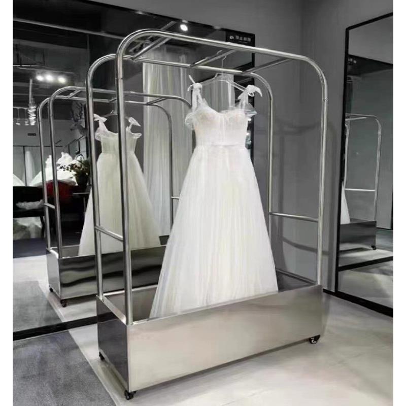 影楼工作室礼服店高档展示架高档婚纱架子不锈钢禾服挂衣架银色