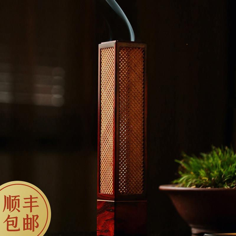 小叶紫檀立式线香盒红木手作檀香薰香炉家用室内大号沉香卧香炉