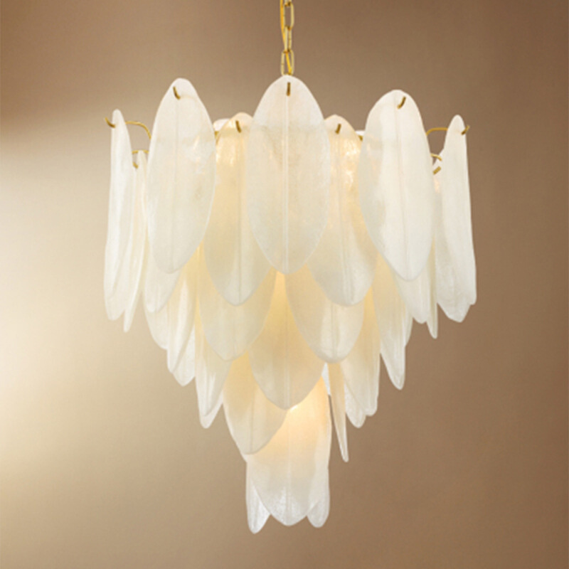 轻奢后现代简约羽毛玻璃片吊灯北欧艺术客厅卧室餐厅样板房吊灯