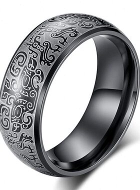 神兽饕餮男士戒指个性潮男霸气单身潮人食指尾戒子复古中国风指环