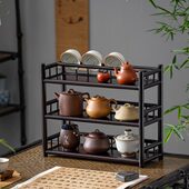 茶具紫砂壶小博古架子收纳放置物茶室桌面茶叶台式 摆中式 茶杯架架