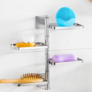 浴室壁挂式香皂架不锈钢免打孔可旋转香皂置物架肥皂盒沥水卫生间