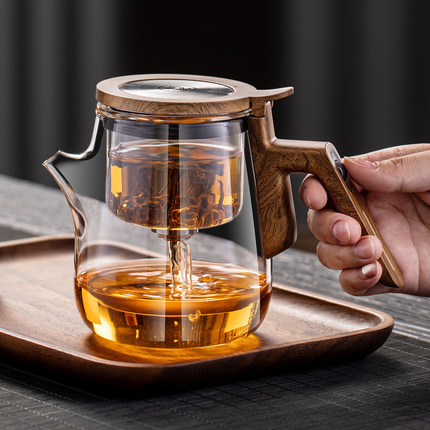2026新款玻璃飘逸杯茶水分离懒人磁吸泡茶壶茶具套装家用高档茶具