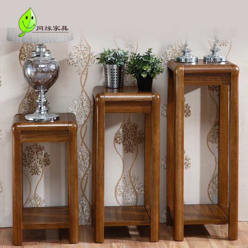 花架全实木中式i客厅胡桃色木质多层虎斑楠木花几盆景架乌金色网