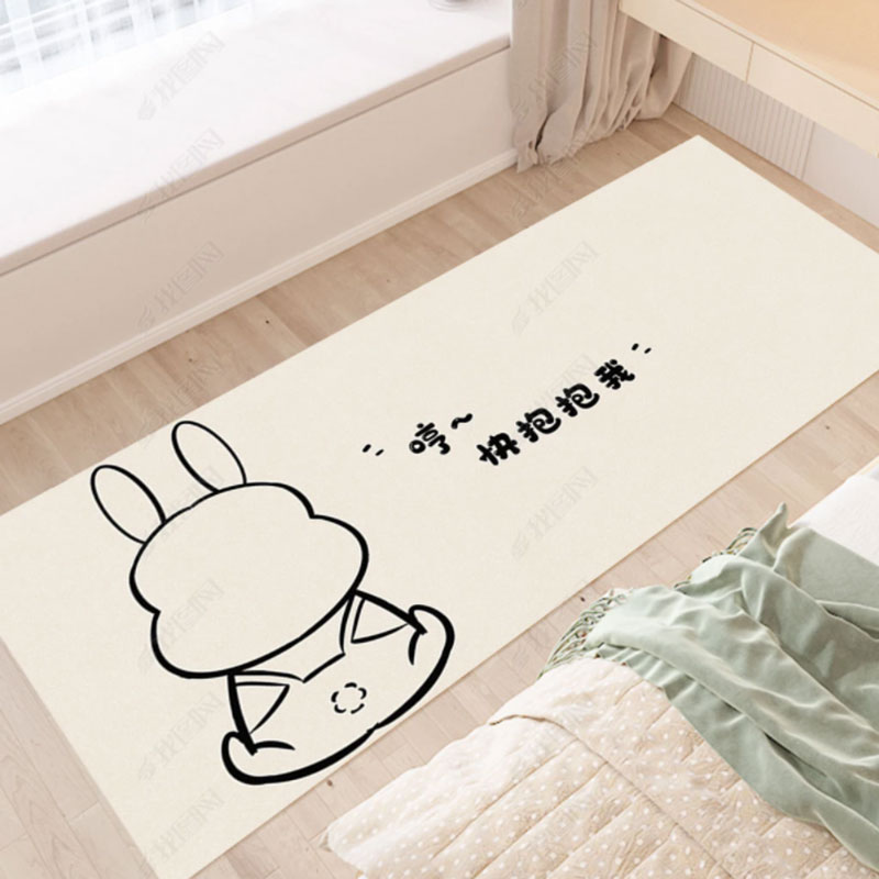 卡通家用卧室床边地毯萌系加厚绒面防滑地垫水W晶绒毛毯加密