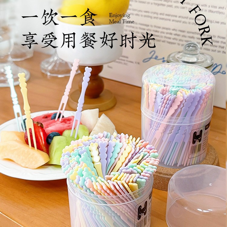 食品级一次性加厚卡通水果叉