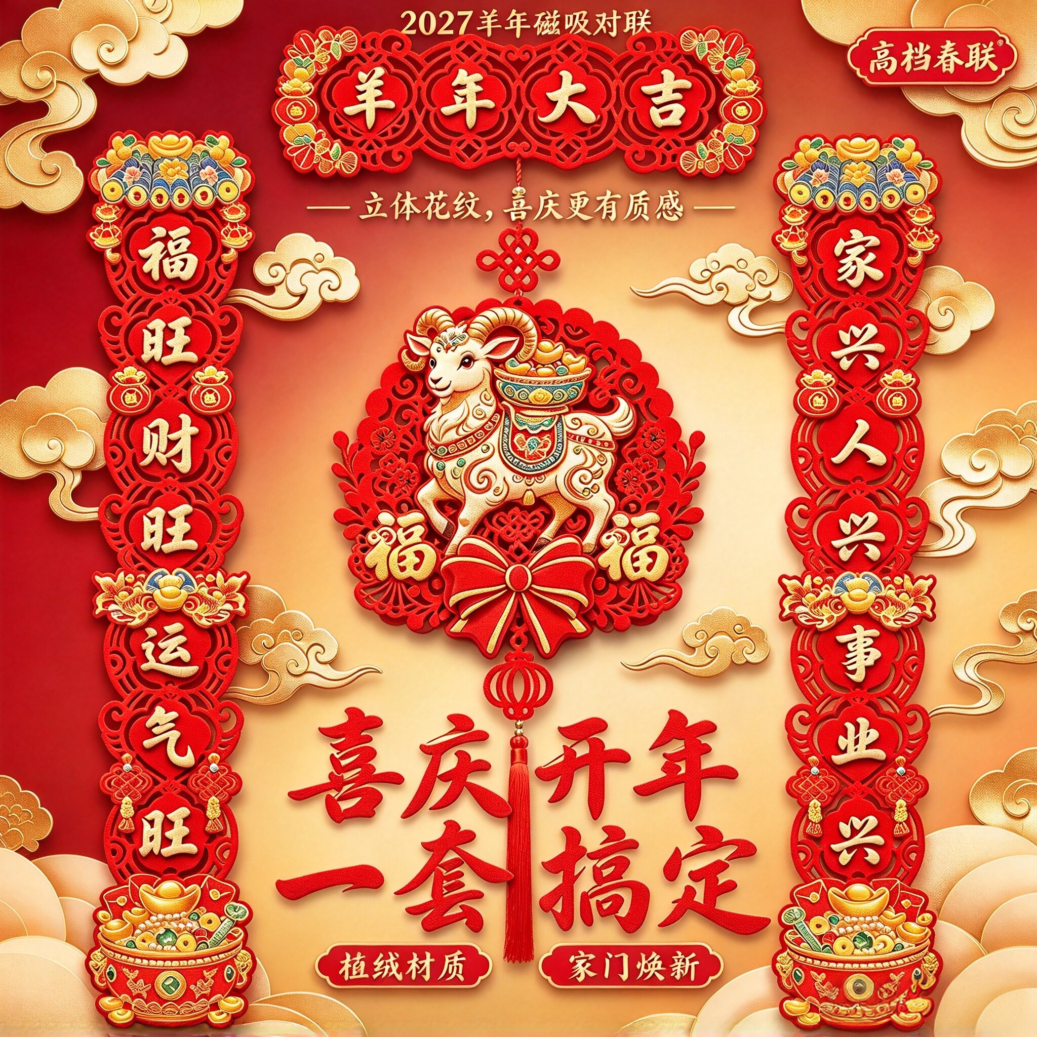 2027羊年磁吸高档春联大门