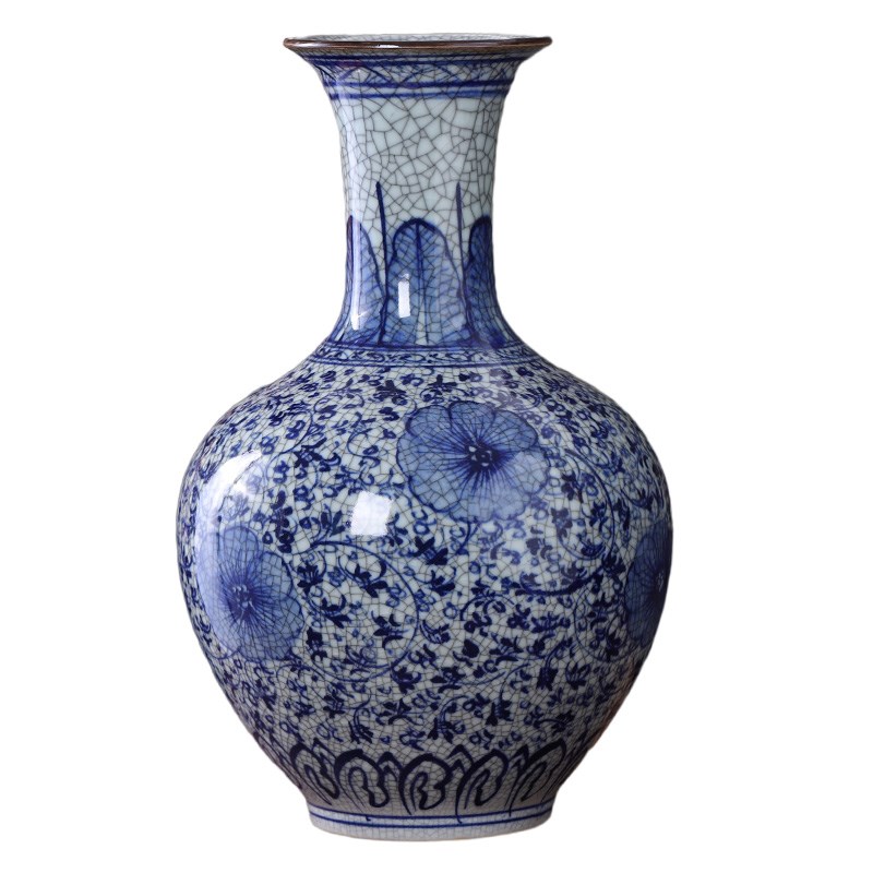景德镇陶瓷器仿古青花瓷瓶官窑花瓶中式家居饰品客厅装饰摆件大号