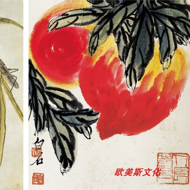 齐白石 小品国画6幅中式客厅卧室中堂装饰画卷轴字画花开富贵
