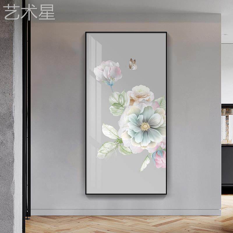 气若兰简约晶瓷玄关饰画竖版LP-10161户走廊过道挂画幽花入卉背景