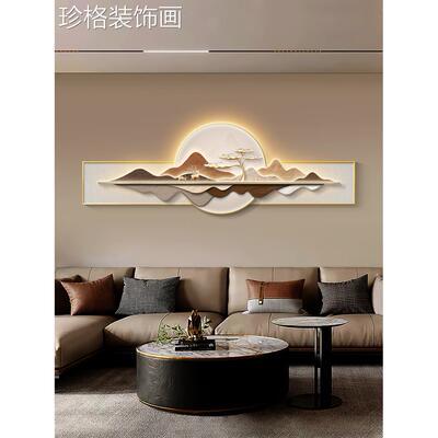 现代轻奢客LWJH-003厅饰画高档led灯背有靠麋装鹿壁画沙发背山景