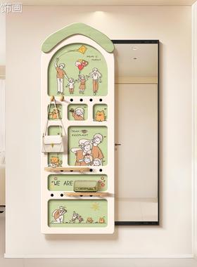 奶风一油家洞三口装饰画玄关洞板100452藏式隐推拉全身镜隐形穿衣