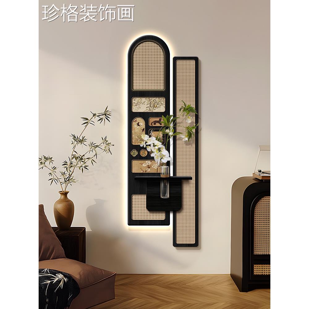 中古风05QXXY-012年新款玄关带灯2装画客2厅入户正对门壁画走廊饰