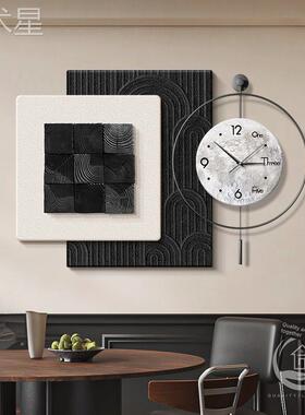 意大画利Normcore餐厅装饰实黑774白抽象立体木餐桌壁挂画高客端