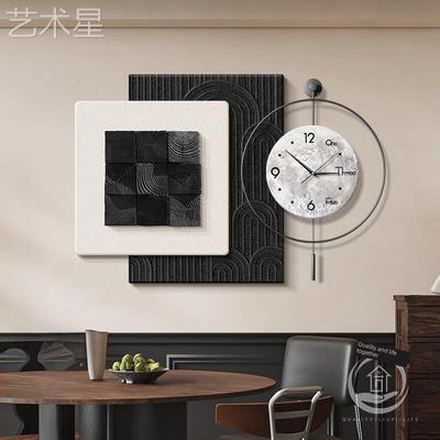 意大画利Normcore餐厅装饰实黑774白抽象立体木餐桌壁挂画高客端