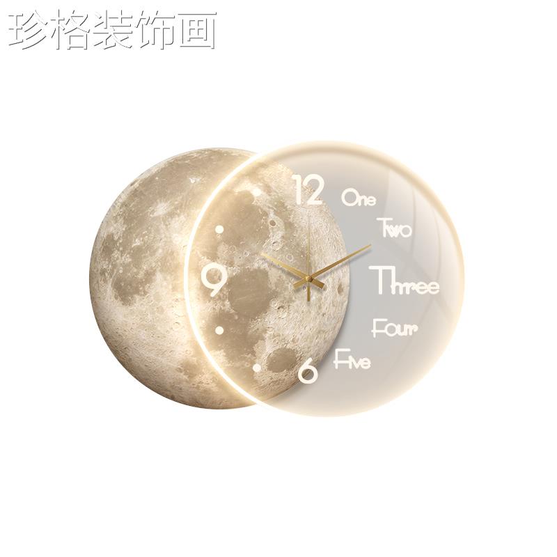 20241121星前月客厅装饰画钟表挂钟艺轻奢简约创意术发背景墙沙时