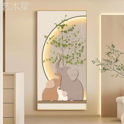 入户门玄关装饰画现代简客厅约走植廊过道墙壁画奶油风绿高01127-