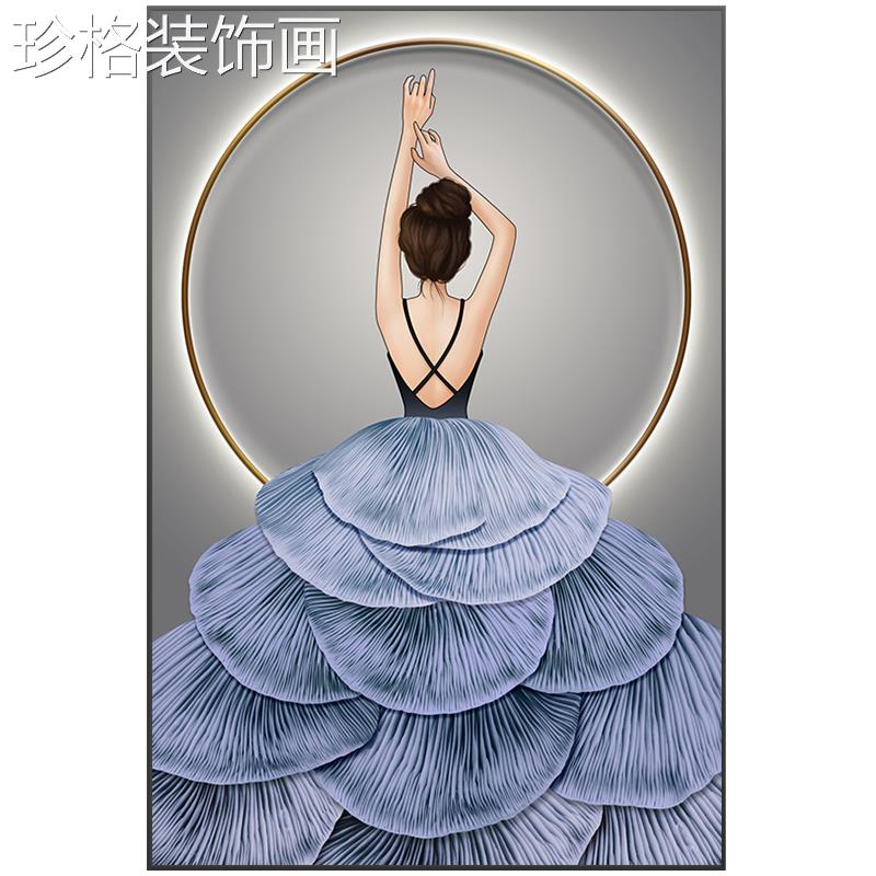 现代简约FXXZ-005灯客厅装饰艺术美女级感L画ED轻奢沙发背景高墙