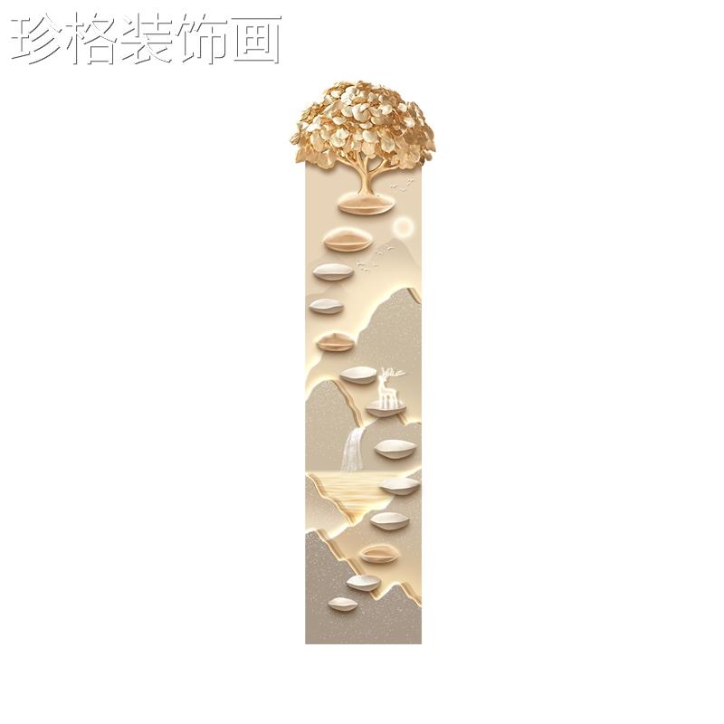 户发财树厅玄关装饰画新20250721中式高气级感大走廊过道福鹿山水图片