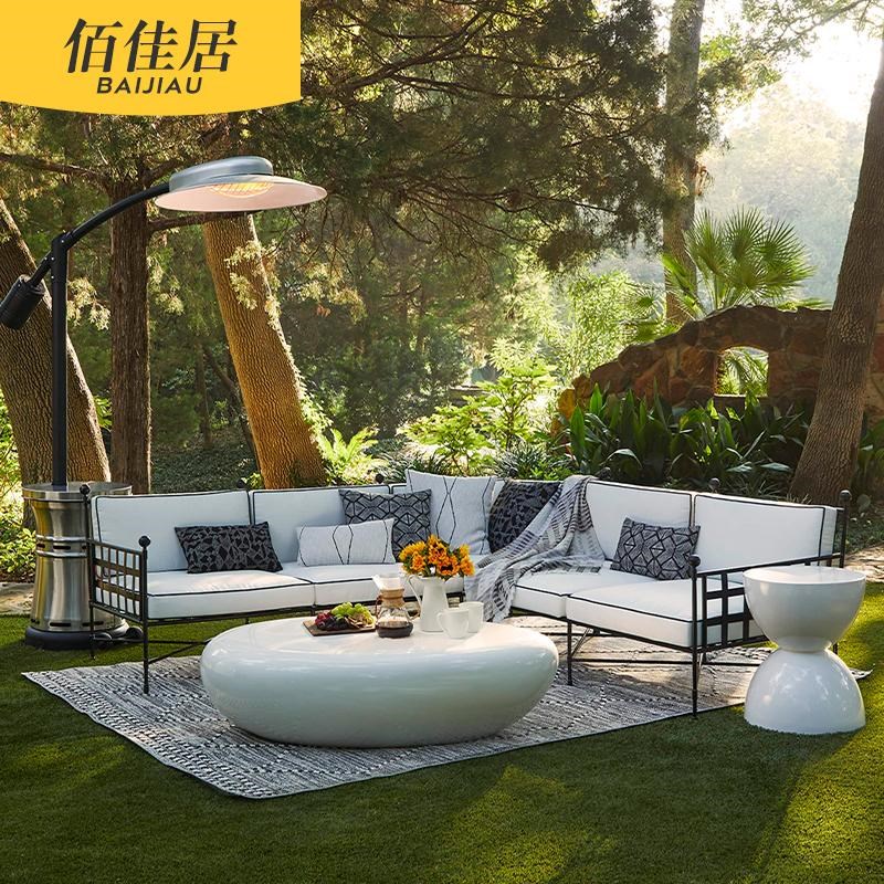 户外沙发别墅酒店露天单人庭院防晒花园防水户外休闲室外铁艺组合