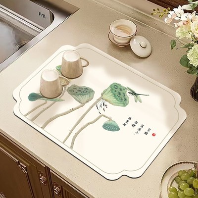 中式隔热吸水无痕茶水凉垫沥水垫厨房洗碗池防污垫饭厅咖啡机垫防