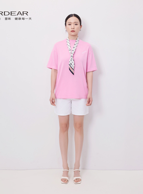 Girdear/哥弟凉核T恤女2025圆领短袖慵懒廓形通勤抗菌工艺138001
