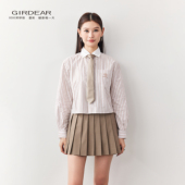 女减龄显瘦百搭通勤条纹衬衫 Girdear 哥弟学院风长袖 1300869