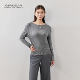 T恤女圆领慵懒气质弹力针织衫 Girdear 哥弟条纹长袖 上衣130171