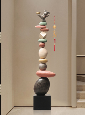 客厅玄关电视柜沙发旁边大型落地摆件家居时来运转艺术高档装饰品