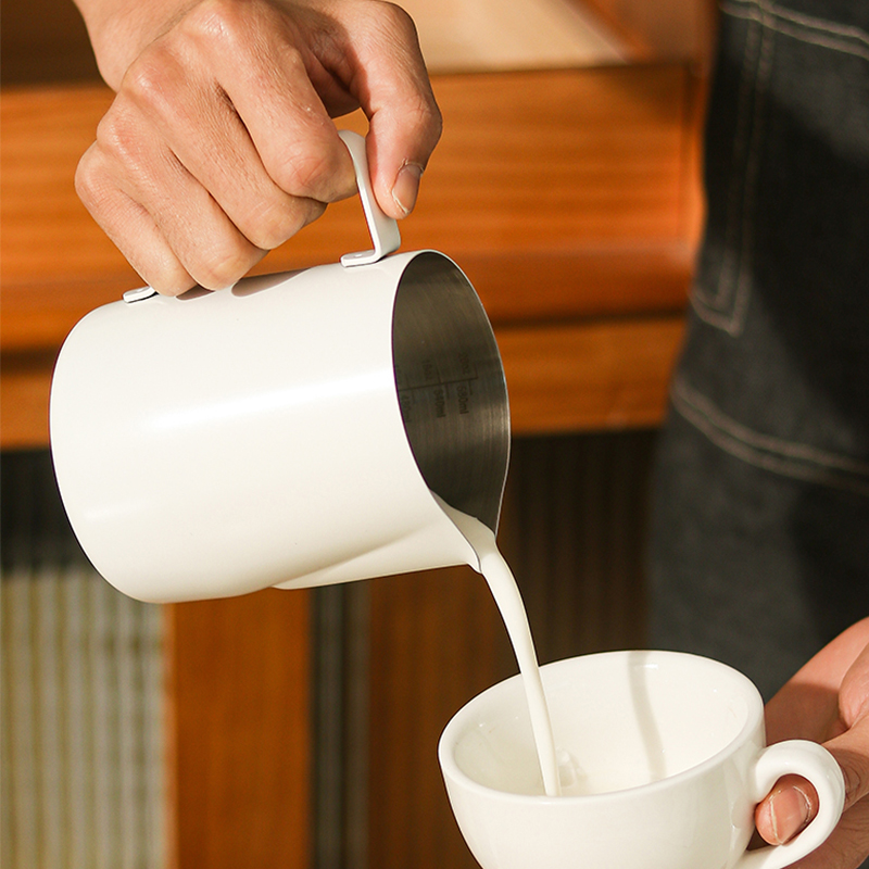 拉花缸尖嘴咖啡拉花杯专业打奶x泡杯打奶缸304不锈钢意式咖啡器具