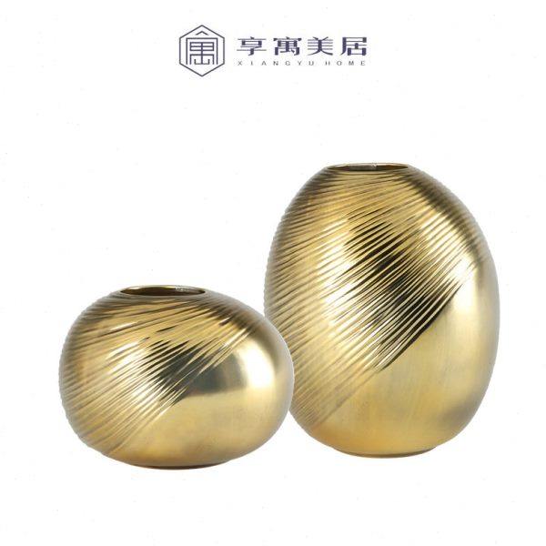 家居饰品创意花瓶摆件金色陶瓷干花花器现代简约埙形瓶轻奢样板房,家居饰品,花瓶,淘宝优惠券,粉丝福利购,淘宝优惠卷