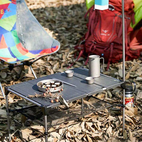 鹿便携式轻迷你露营折叠量登山黑多功能桌桌子几何野营铝合金户外