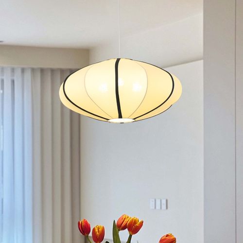 美拉德复古餐厅吊灯中古p布艺卧室侘寂风灯笼民宿客厅茶室灯具cas