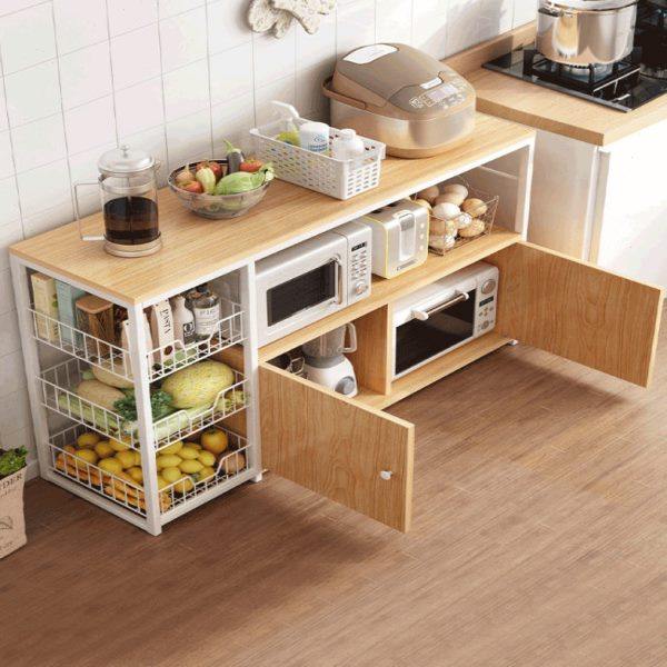 盘厨房置物架落地多层收纳柜多功能微波炉家用储物柜子带门碗柜任,厨房/烹饪用具,微波炉置物架,淘宝优惠券,粉丝福利购,淘宝优惠卷