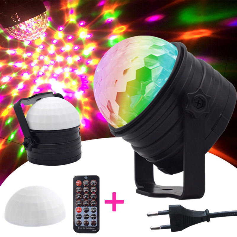 usb迷你led舞台灯disco家庭聚会水晶小魔球七R彩夜灯DJ车载闪光灯