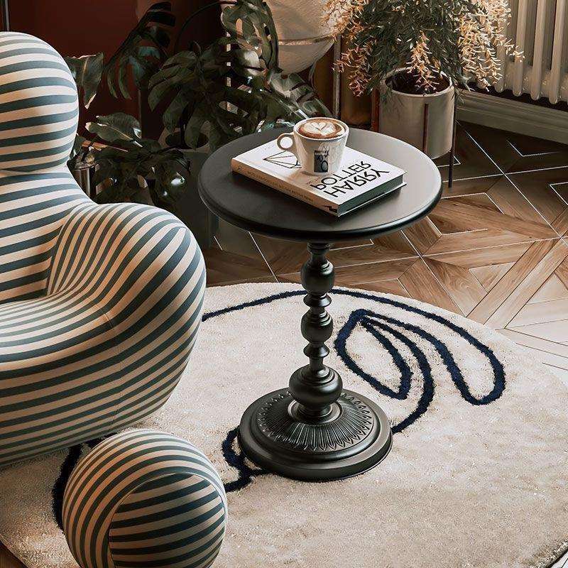 美式简约沙发边几铁艺复古咖啡桌小圆桌阳台小茶几默认项客厅儿童