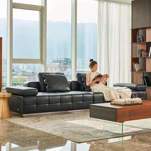 劳伦斯全青黑色沙发时增飞天亚岛华达广东佛山家具龙江厂意式极简