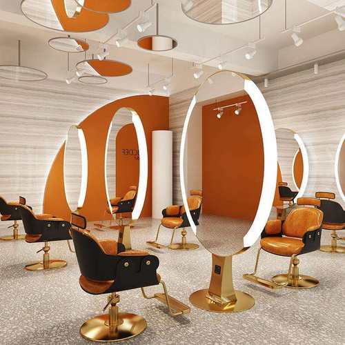 美发店发廊专用镜台网红理发店烫染双面柜子一体led带灯挂壁镜子