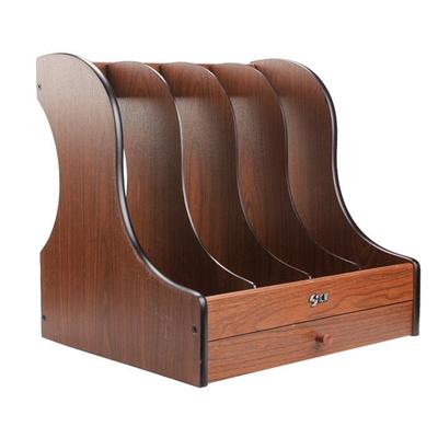 汇星木质文件架高档桌面文件栏四联办公用品文件框多层置物架2004