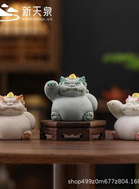 砂岩石招财瑞兽开运暴富暴美可爱小摆件创意家居办公桌面前台摆件
