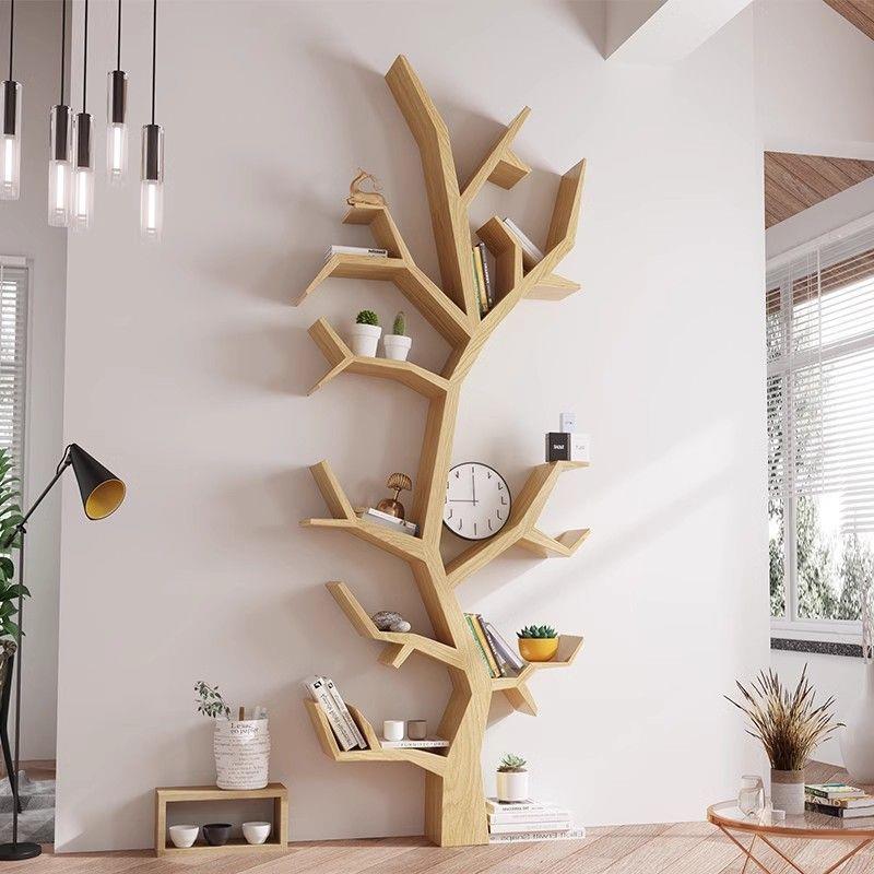 异形书架简易落地进门办公室玄关卧室实木创意客厅墙上壁挂置物架
