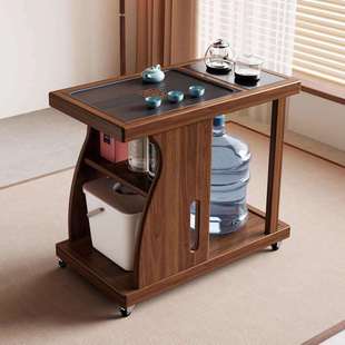 新中式乌金木实木茶桌移动小户型茶几家用茶台阳台水壶一体多功能