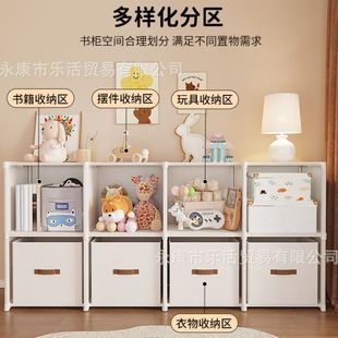 书架落地简易家用儿童防尘多层储物柜大容量书柜靠墙边收纳置物架