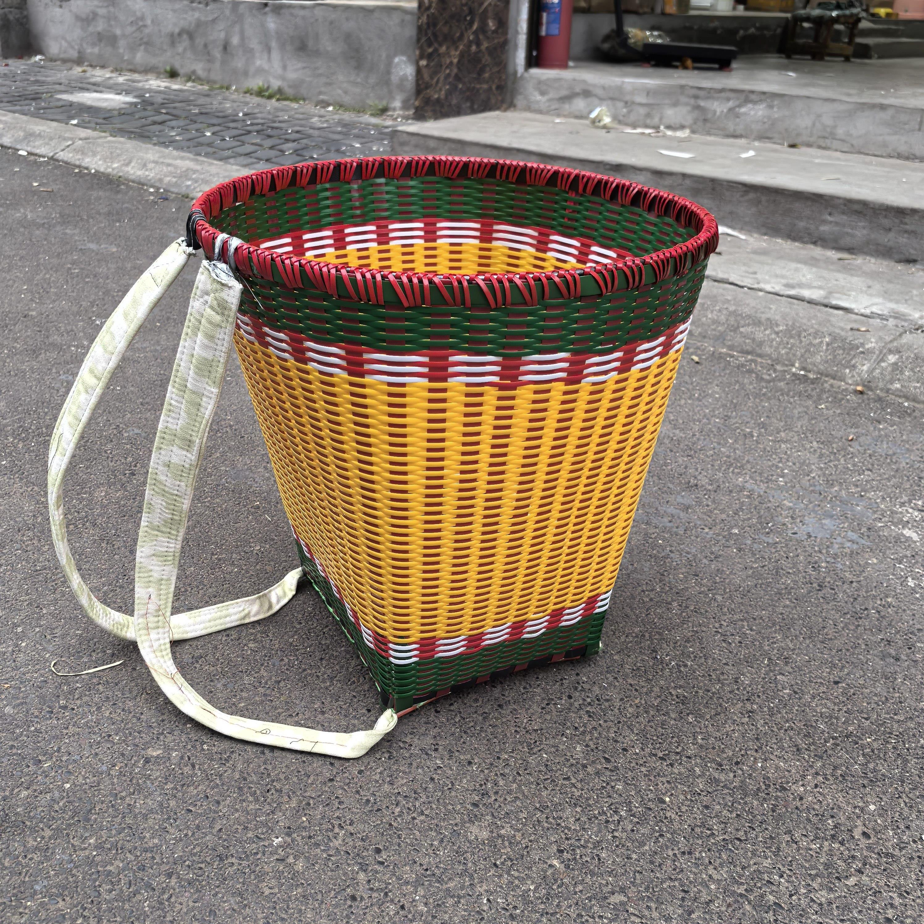 加大号竹篓塑料藤编手工编非竹编竹篓揹筐家用收纳筐买菜采摘舞蹈
