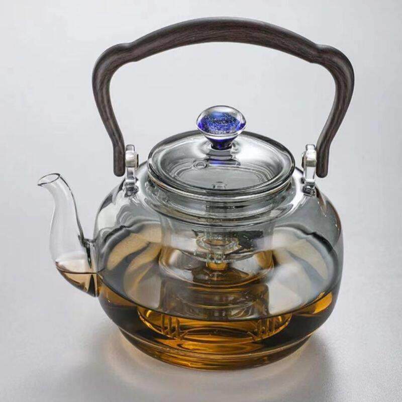 星空壶耐热玻璃提梁壶抖音热款煮茶壶木盖提梁壶蒸煮一体四代壶